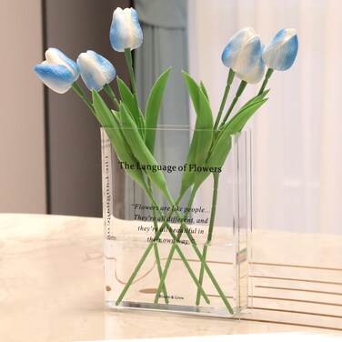 Alpharan Book Vase for Flowers Home D&Atilde;&copy;cor,Artistic and Cultural Flavor Decorative Acrylic Clear Vase for Home and Office,Creative Gifts for Book Lovers. (Transparent)