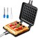 CPVKRY Cast Aluminum Stovetop Belgium Waffle Iron, 5.2 x 5.7 Inches Camping Waffle Maker Pan, Portable Aluminum Waffle Maker Pan for Family Breakfast Baking, Comes with Oil Brush,Stirrer and Clip