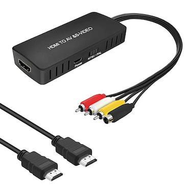 HDMI to AV and S-Video Converter HDMI to Audio Video Converter HDMI to RCA Adapter with Svideo Cable Support 720P/1080p for Roku/Xbox/STB/VCR/Blu-ray/DVD/ PS3/ Laptop/TV/Projector etc