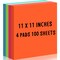 Big Sticky Notes, Bright Colors Self Stick Pads Big Note Pads Assorted Colors Large Self Stick Note Pads Easy to Post for Home, Office, Notebook Supplies 4 Pads 100 Sheets (11 x 11 Inch)