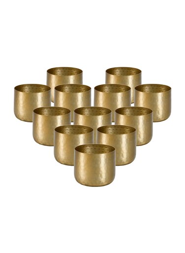 Serene Spaces Living Antique Brass Look Gold Hammered Pots, Indoor Planter Pot, Decorative Accent for Potted Plants, Gold Flower Vase for Wedding or Event Centerpiece, Small (Pack of 1)