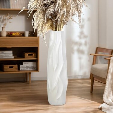 Large Floor Ceramic Tall Vase 28 Inches,White Modern Flower Tall Vases for Office, Home,Farmhouse,Living Room D&Atilde;&copy;cor,Simple Origami Design Fall Decorative Porcelain Flower Arrangement Vase Ideal Gift