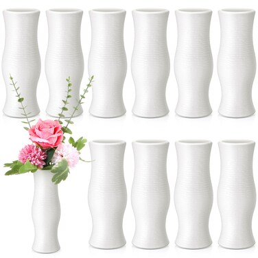 Composite Plastic Flower Vases Bulk White Small Tall Conic Floral Vases for Centerpieces Unbreakable Bud Vase for Wedding Party Living Room Decor (Bohemian)