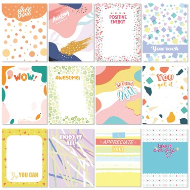 12 Pieces Inspirational Sticky Notes 3 x 4 Inch Appreciation Sticky Notes Motivational Memo Pads Positive Cute Sticky Note or Studying Planner Office Supplies, 30 Sheets Each(Fresh)