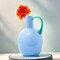 2.2lb Heavy Vase,Blue Glass Vase for Home Decor,Glass Flower Vases for Decorations, 8.5&quot; H Unique Vase Centerpieces,Art Vase for Decor
