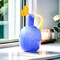 2.2lb Heavy Vase,Blue Glass Vase for Home Decor,Glass Flower Vases for Decorations 8.5&quot; H Unique Vase Centerpieces,Art Vase for Decor