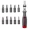 Kigauru 10 in 1 Ratchet Screwdriver Set Chrome Vanadium Steel Magnetic Hidden Bit Storage 180&Acirc;&deg; Rotation Adjustable Angle Two-Way Ratcheting Screwdriver Multi-Function Professional Angle Repair Tool