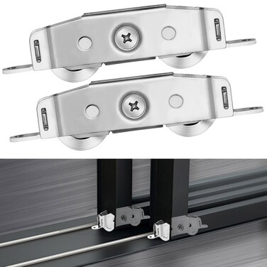 Sliding Door Rollers Replacement,304 Stainless Steel Heavy Duty Ball Tandem Wheels Bearing,Patio Sliding Glass Door Roller Assembly Height Adjustable,2 Pack