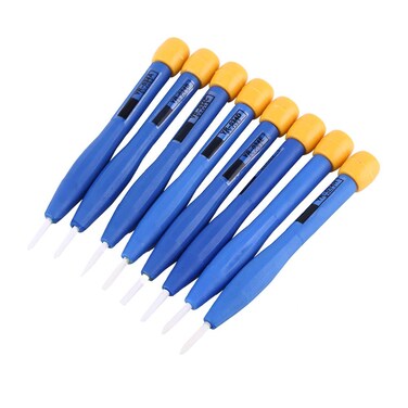 Haosie Plastic Screwdriver, 8pcs Slotted Head Screwdriver, Adjust Frequency Screwdriver Anti Static Plastic Ceramic Set Alignment Screwdriver Insulated Electrician Tool Useful Home Hand Tools