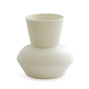 Wide Mouth Ceramic Flower Vase, Minimalist Decor for Living Room (Cr&Atilde;&uml;me)