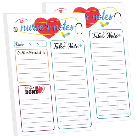Nurse Appreciation Notepads 2 Pieces Adhesive Nursing Gifts Cute Nurse Notepad Funny Notepads Nurse Sticky Notes for Nurse&#39;s Day School Office Home Supplies