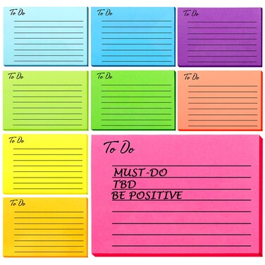 BABORUI 9 Pack to Do List Sticky Notes, 450 Sheets Self-Stick to Do Sticky Notes with Line, 3x4 Inch Aesthetic to Do List Notepad Bulk, Home Office School Planner Reminder Supplies