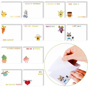 12 Pcs Inspirational Sticky Notes 3 x 4 Inch Motivational Teacher Notepad Sets Cute Post Note Positive Memo Gifts for Office Student Nurse Coworkers 480 Sheets Work Paper Studying Supplies