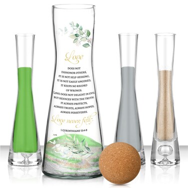 Irenare Unity Sand for Wedding Ceremony Set Wedding Sand Vase Kit Include Sand Ceremony Vase, Sand, Cork Stopper for Weddings Engagement Anniversary (Eucalyptus)