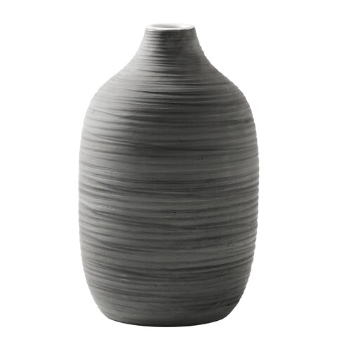ALMA 9 in Contemporary Vase for Room Decor Aesthetic Decorative Black Gray Vase for Pampas Grass Boho Vase for Coffee Table Centerpiece,Nightstand,Bookshelf,Minimalist Living Room,Bathroom Decor