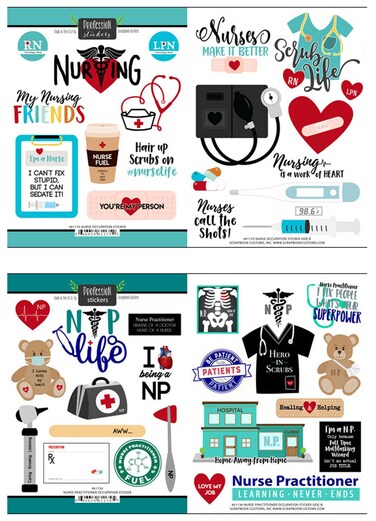 Medical Stickers for Scrapbooking - Scrapbook Stickers Medical Themed Nursing Inspired Design - Scrapbooking Stickers Medical Healthcare Set for Nurse Planner, Journal, Photo Album - 2 Items