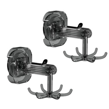 QruiLanTu Hanging Utensil Holder Hooks Kitchen Utensil Hanger Wall Mount 360&Acirc;&deg; Rotating Folding Hook Strong Suction Cup Hook Utensil Rack with 6 Hooks for Kitchen Bathroom Cabinet (Transparent Grey)