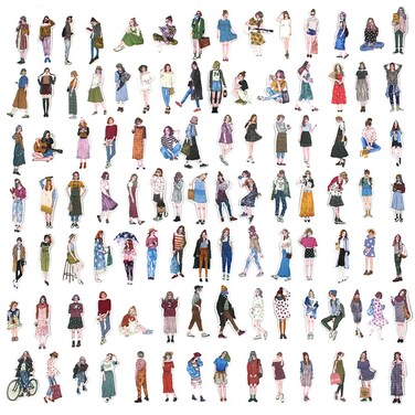 200pcs People Stickers, DaKuan People Stickers for Journaling Scrapbooking Fashion Girl Scrapbook Sticker for Journaling, Bullet Journals Supplies DIY Craft