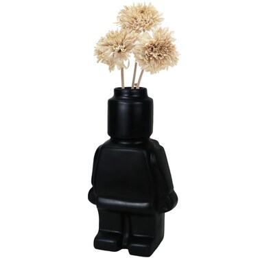 MYFLOCY Cute Building Vase for Flower Bouquet Decoration Cool Resin Building Blocks Flower Container for Unique Living Room Table Decor (Black People)