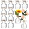 Bokon 12 Pcs 5 Inch Small Plastic Flower Bud Vases Aesthetic Centerpieces Decorative Cylinder Vase Bulk for Wedding Home Table Decorations Flower Plant Propagation with Twine (Clear)