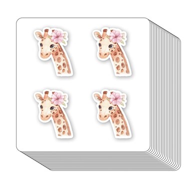 Giraffe Safari Zoo Animal Stickers 1in for Scrapbooking, Arts, Craft, Kids DIY 80-Pack