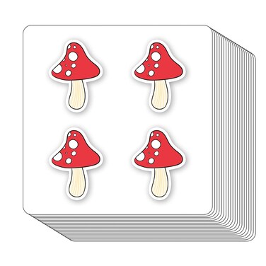 Mushroom Stickers 1in for Scrapbooking, Arts, Craft, Kids DIY, Calendars Journals 80-Pack
