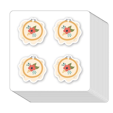 Embroidery Hoops Stickers 1in for Scrapbooking, Arts, Craft, Kids DIY, Journals 80-Pack