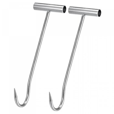 uxcell 11.8inch T-Handle Meat Boning Hook, Galvanized T Hooks for Kitchen Butcher Shop Restaurant 2Pcs