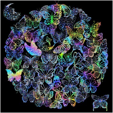 100 Pcs Holographic Butterfly Stickers Glitter SilveryTransparent Waterproof Decoration Sticker for DIY Scrapbooking Supplies Crafts Phone Case Water Bottles Laptops