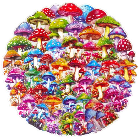 Ychsring Colorful Mushroom Stickers - 50 Pcs Clear PET Mushroom Aesthetic Stickers for Scrapbooking, Journaling, Junk Journal, Scrapbook Supplies - Waterproof Transparent for Resin, Crafts Decorative