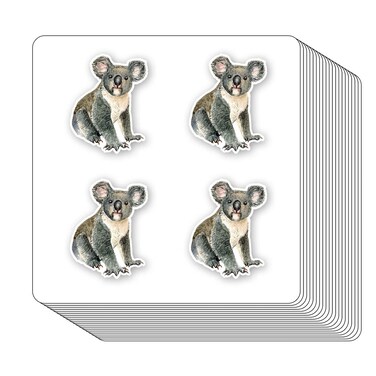 Watercolor Koala Stickers 1in for Scrapbooking, Arts, Craft, Kids DIY, Calendars Journals 80-Pack