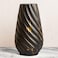 MEAKEO 10 inch Tall Ribbed Ceramic Vase for Flowers,Boho Vases for Pampas Grass,Fluted vase,Simple Modern Decorative Vase for Home Decor Table Centerpieces (Black,Gold Marble)