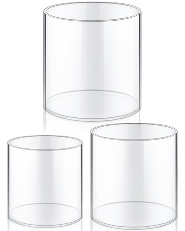 meekoo 3 Pieces Flower Acrylic Vase Cylinders Round Decorative Clear Vase Break Resistant Acrylic Flower Vase Acrylic Cylinder Vases for Centerpieces Floral Home Wedding Table Decoration (6/5/4 in)
