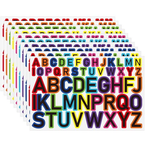 Qilery 10 Sheet Vinyl Letter Stickers Self Adhesive Colorful Font Alphabet Stickers Decal 1 Inch 2 Inch Classroom Capital Bulletin Board Letters for Crafts DIY Notebook Scrapbooking Window Door Decor