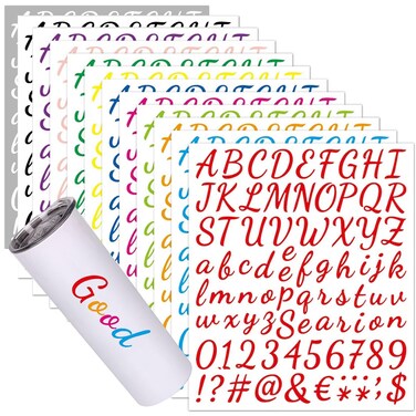 Alphabet Stickers 12Sheets Self Adhesive Vinyl Letter Number Stickers Decals DIY Scrapbooking Greeting Cards Mailbox Home Business Address Craft Decoration (12 Colors,1inch)