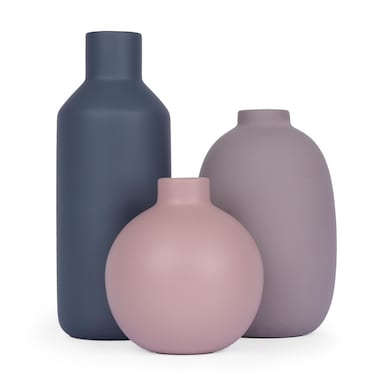 Ceramic Modern Farmhouse Vase, Set of 3 for Table, Living Room, Shelf, Bookshelf and Entryway D&Atilde;&copy;cor (Morandi)