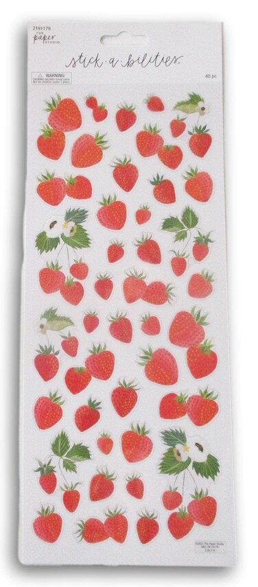 Strawberry Spring Stickers for Journaling, Scrapbooking, Cardmaking, Arts &amp; Crafts - 40 Pieces