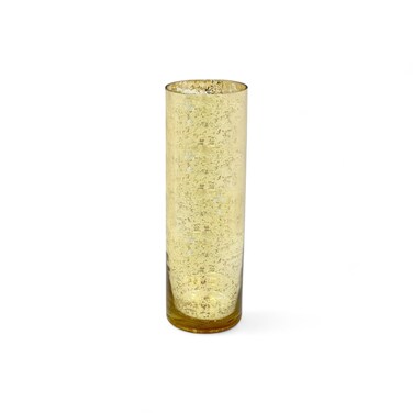 Hosley 12 Inch High Mercury Gold Glass Vase Decorative Glass Hurricane Vase. Ideal for Cut Flowers Weddings Aromatherapy DIY Craft Projects Led Lantern Votive Garden Spa
