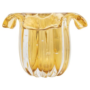 Blown Glass Vase, Model Salvador (Amber)   Hand-Blown Murano-Style Brazilian Art Glass Centerpiece   Modern Art Vase for Home, Office, or Wedding Decor   Display Flowers   by Cristais Labone