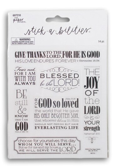 Religious Phrase and Text Stickers for Journaling, Scrapbooking, Cardmaking, Arts &amp; Crafts - 14 Pieces