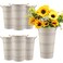 Chumia 6 Pcs 12 Inch Galvanized Metal Vase, French Flower Bucket Vases for Cut Flowers, Metal Flower Bucket Decoration, Home Farmhouse Vase Table Decoration for Wedding Party(Beige)