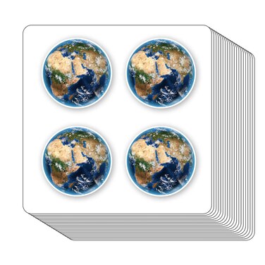 Watercolor Earth Planet Stickers 1in for Scrapbooking, Arts, Craft, Kids DIY, Calendars Journals 80-Pack