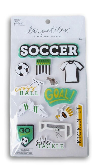 3D Soccer Stickers for Journaling, Scrapbooking, Cardmaking, Arts &amp; Crafts - 13 Pieces