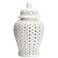 Luxshiny Lattice Ginger Jar 10 * 22CM Ceramic Decorative Jar with Lid Decorative Temple Jar with Intricate Mediterranean Inspired Lattice Work Flower Vase Stunning Home Decor White