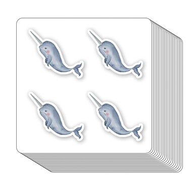 Narwhal Stickers 1in for Scrapbooking, Arts, Craft, Kids DIY, Calendars Sea Animal Labels 80-Pack