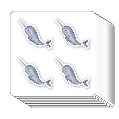 Narwhal Stickers 1in for Scrapbooking, Arts, Craft, Kids DIY, Calendars Sea Animal Labels 80-Pack