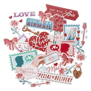 Navy Peony Vintage Valentine's Sticker Set (24 Pieces) - Cute, Waterproof, Durable   Romantic Couple Stickers for Planner, Journal, Love Letter and Gifts