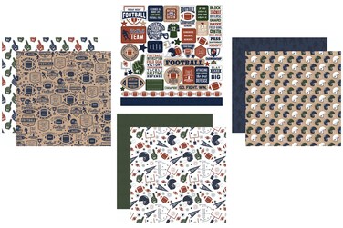 Football Scrapbooking Kit - Football Scrapbook Paper 12x12 with Goal Post, Foam Hands, Helmet Sports Theme   Football Stickers for Scrapbooking, Planner, Journal, Photo Album, DIY Crafts   4 Items
