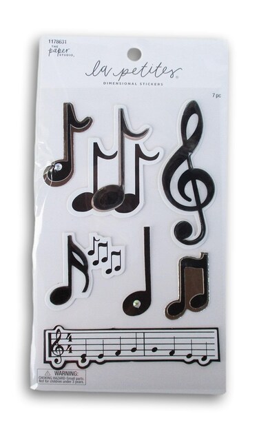3D Music Notes Stickers for Journaling, Scrapbooking, Cardmaking, Arts &amp; Crafts - 7 Pieces