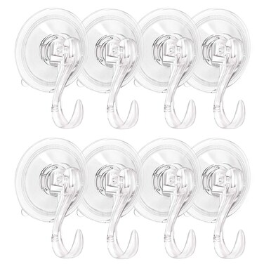 8PCS Wreath Hanger, Suction Cup Hooks with Key Lock, Heavy Duty Shower Suction Cup Hook Wall Door Glass Window Bathroom Suction Cups Hook, Door Hanger, Vacuum Plastic Hooks Holds up to 22 Lbs